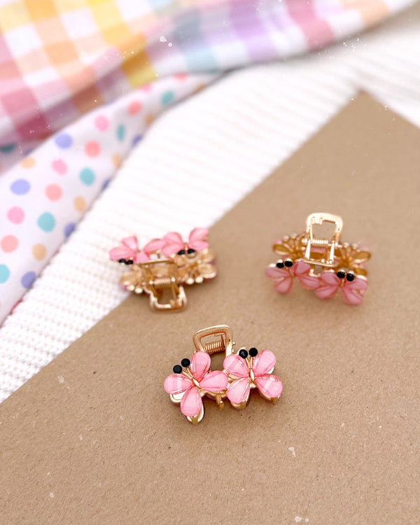 Double Pink Butterflies  // Medium Claw Clip