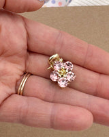 Mini Rhinestone Pink Flower // Mini Claw Clip