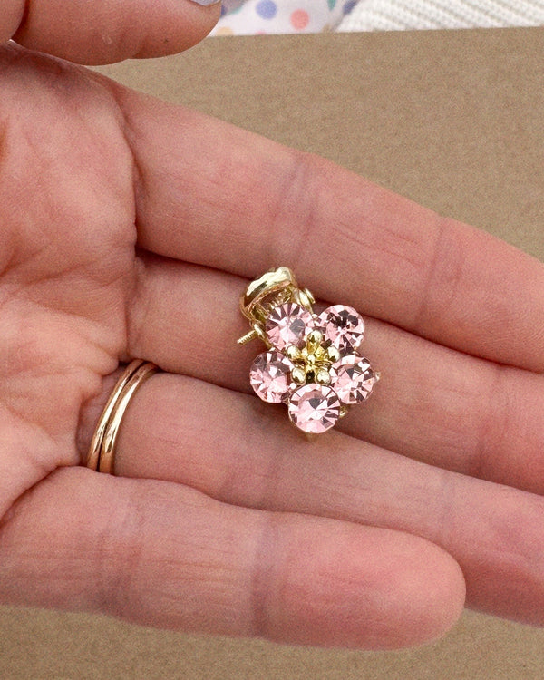 Mini Rhinestone Purple Flower // Mini Claw Clip