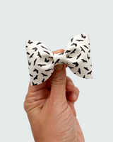 Bats on White // Leather Bow Tie