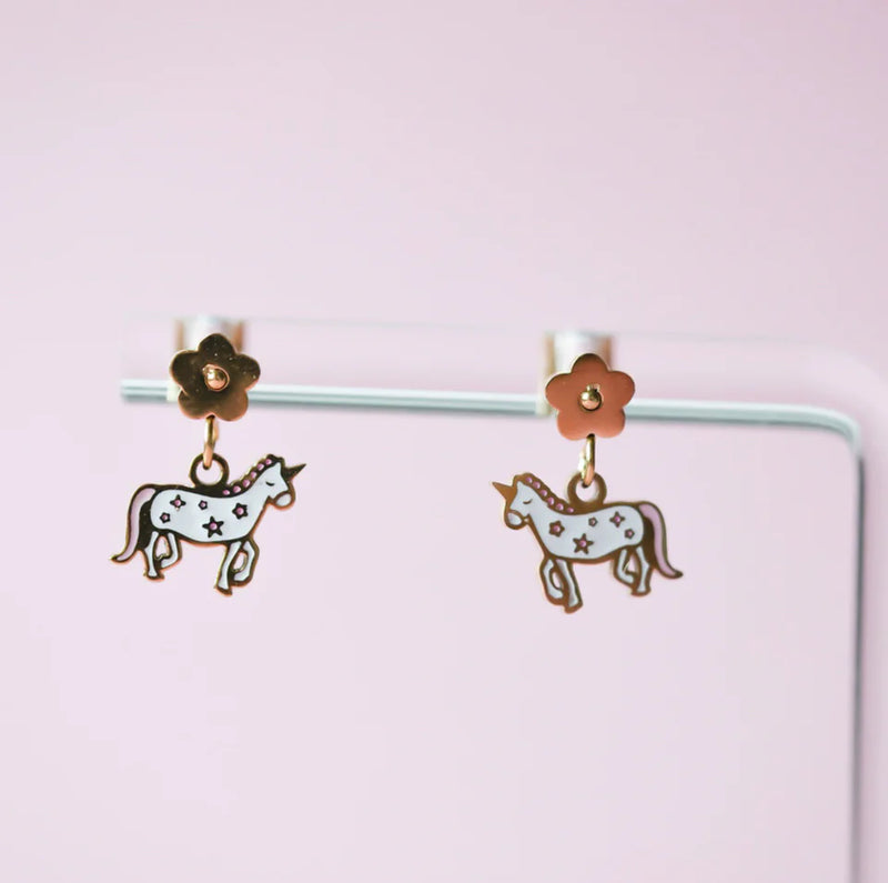 Unicorn Dangle //  SCREW BACK Earrings