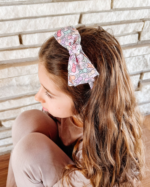 Pastel Floral on White // Bow Headband