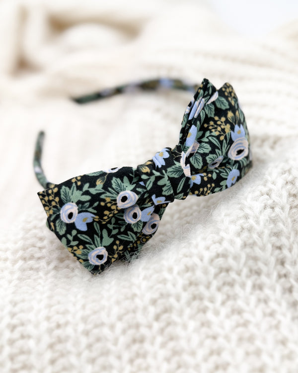 Black Rosa Floral // Bow Headband