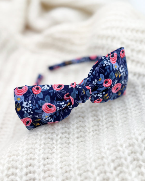 Navy Rosa Floral // Bow Headband