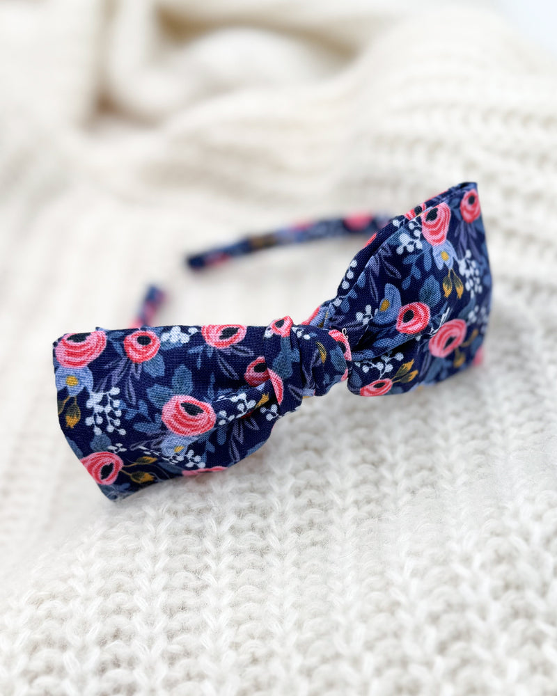 Navy Rosa Floral // Bow Headband