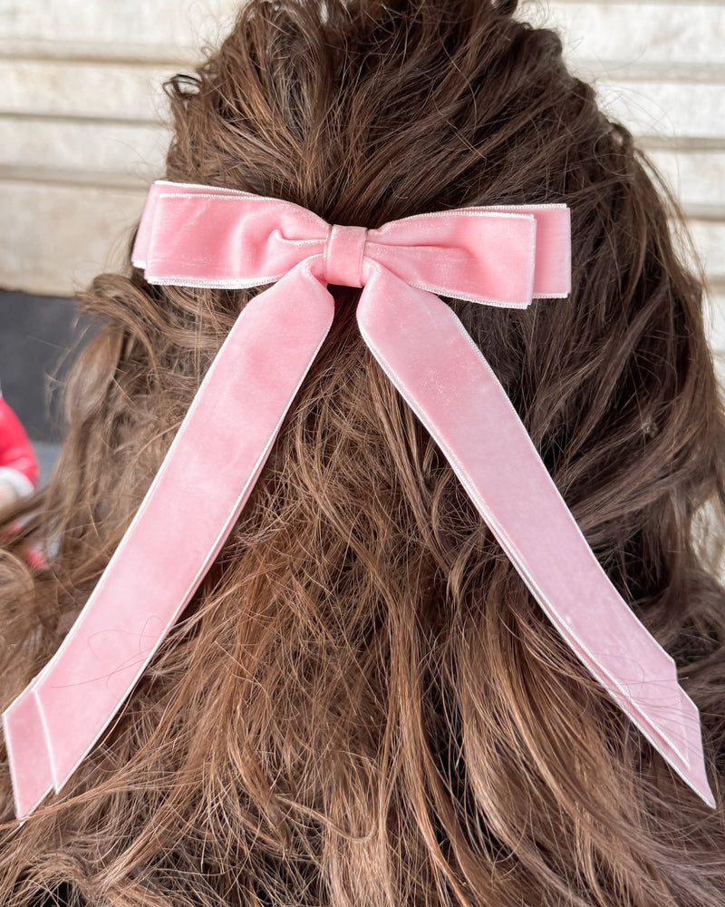 Pink Velvet Double Long-Tail Bow