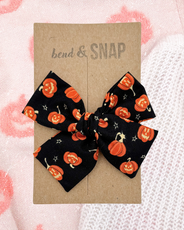 Pumpkins on Black // Hand-Tied