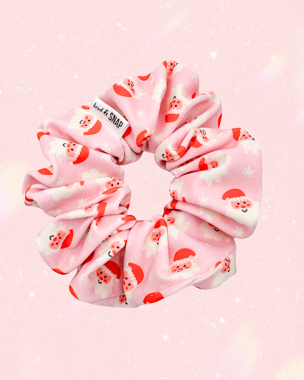 Santas on Pink  // Scrunchies