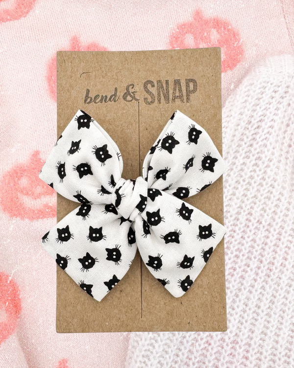 Little Black Cats on White // Hand-Tied