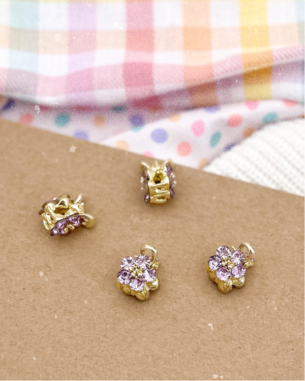 Mini Rhinestone Purple Flower // Mini Claw Clip