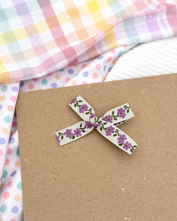 Purple Flowers // Small Ribbon Bow