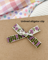 Purple Flowers // Small Ribbon Bow