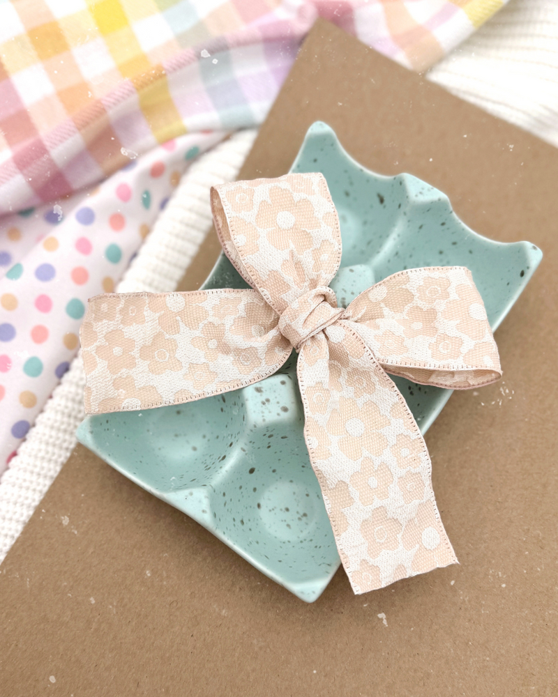 Oversized Cream Floral Ribbon // Specialty Bow