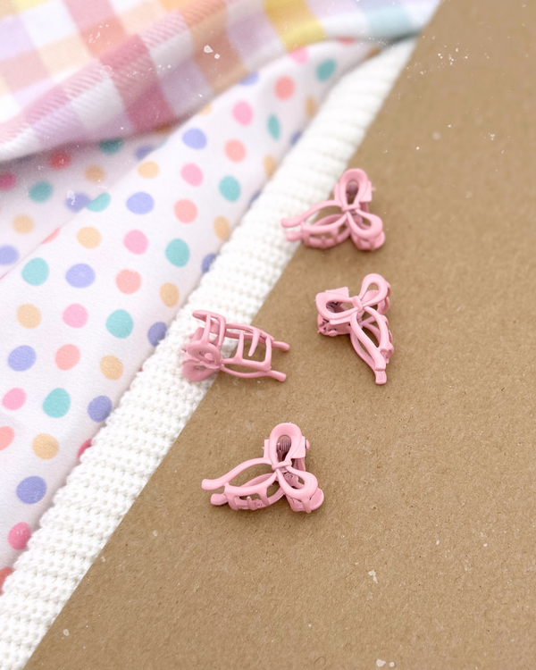 Mini Pink Bow Claw Clip