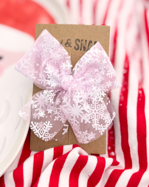 Pink Snowflake //  Tulle Bow