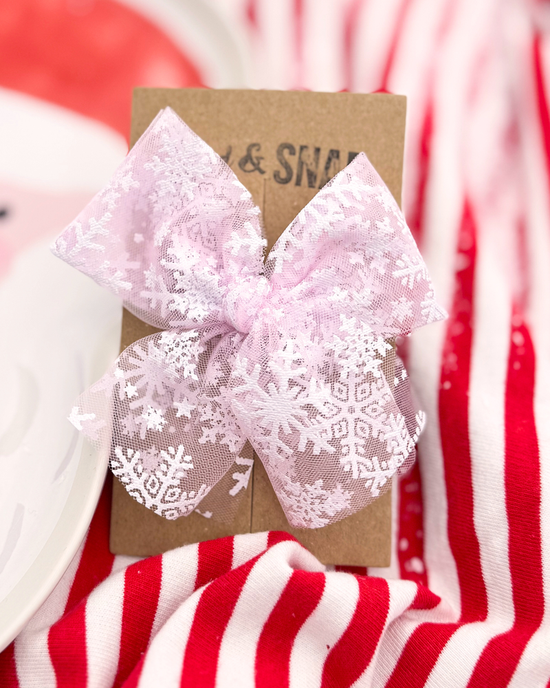 Pink Snowflake //  Tulle Bow