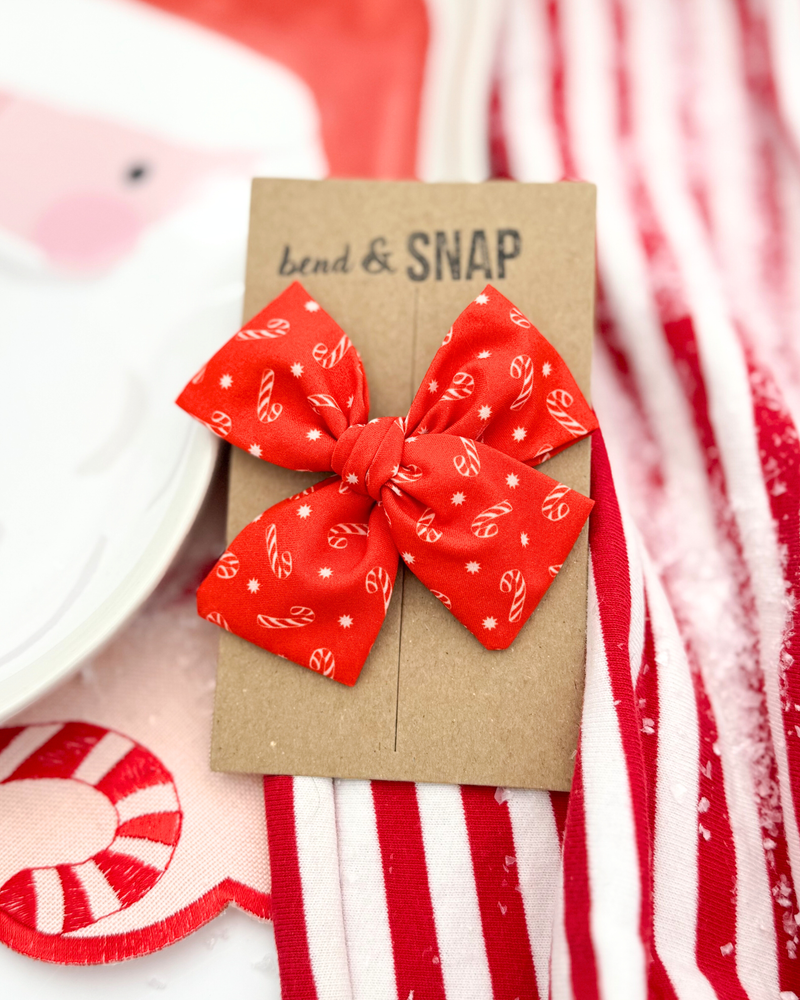 Candy Canes on Bright Red // Hand-Tied