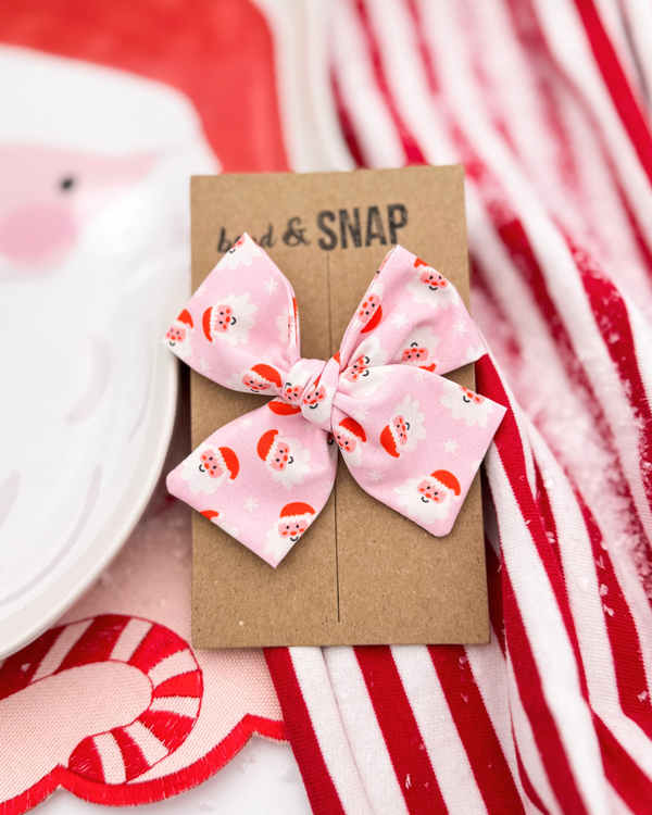 Santas on Pink // Hand-Tied