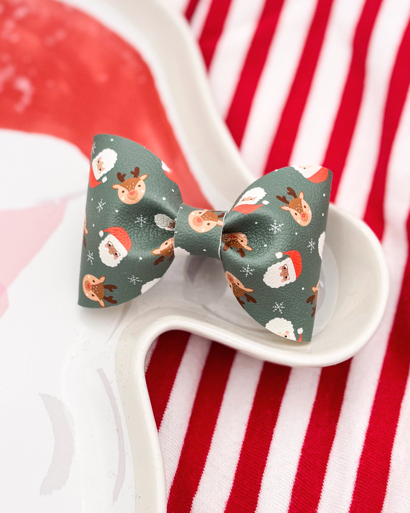 Santa & Reindeer // Leather Bow Tie