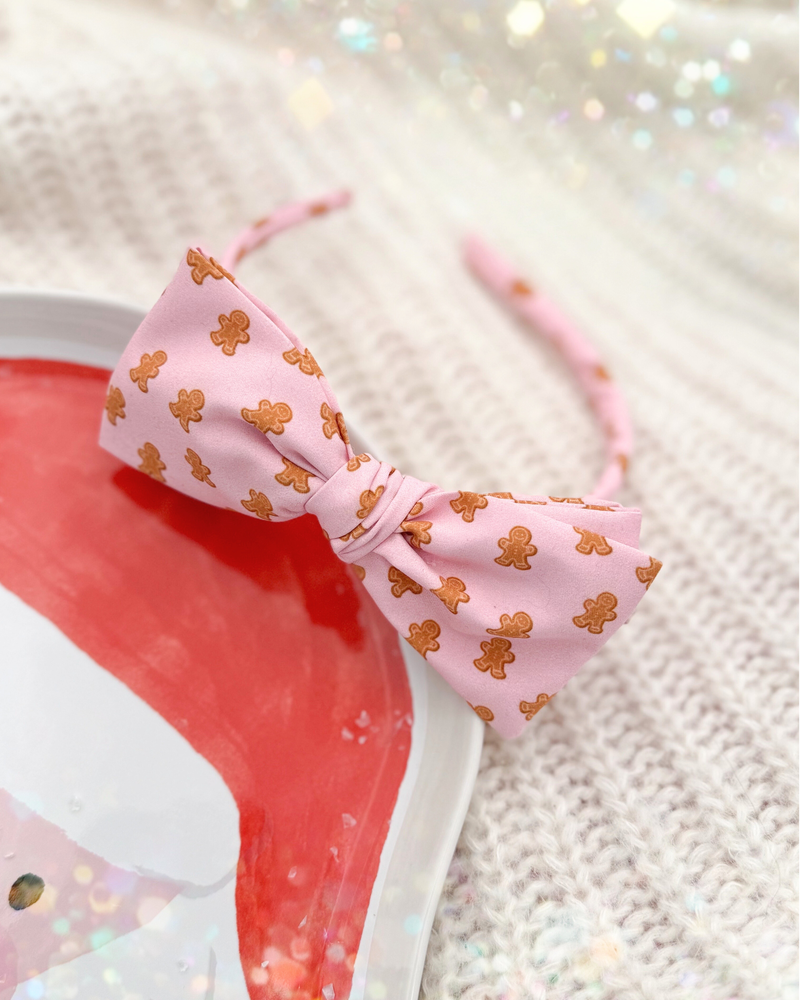 Gingerbread on Pink // Bow Headband