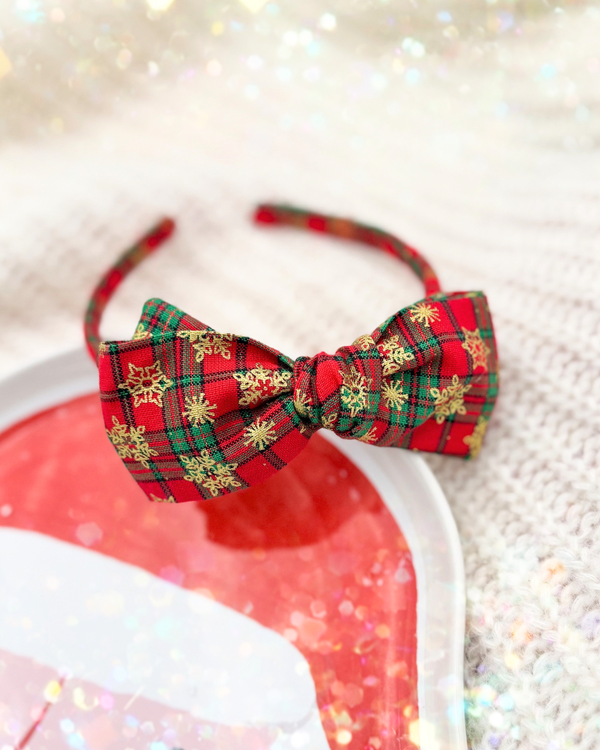 Snowflake Plaid // Bow Headband