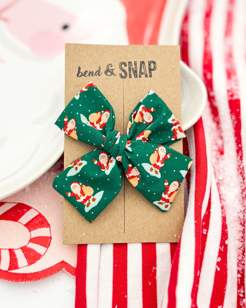 Full Santa on Green // Hand-Tied