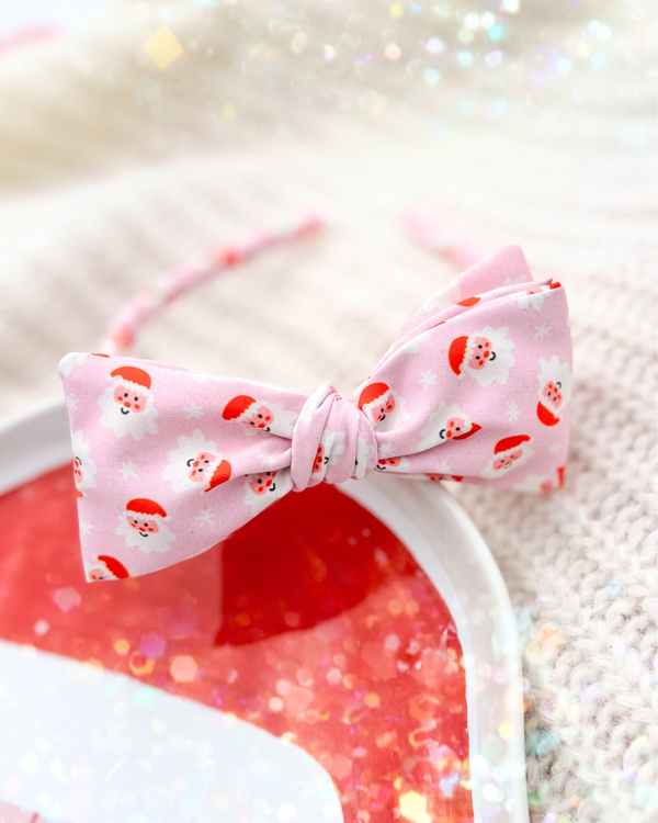 Santa on Pink // Bow Headband