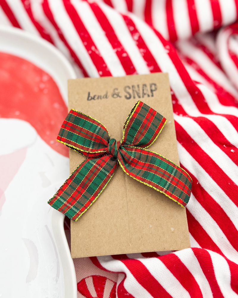 Plaid with Gold Ribbon Bow // 1 Inch Ribbon