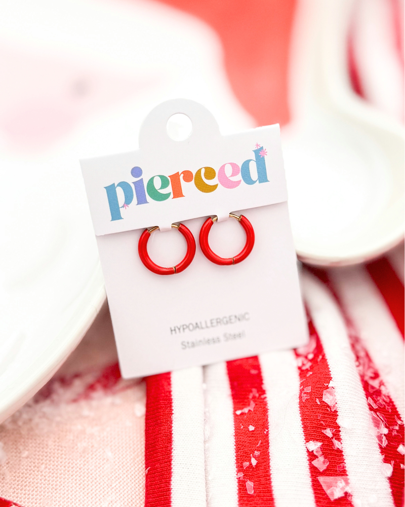 Red 10mm Huggies // Pierced