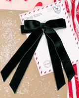 Green Velvet Double Long-Tail Bow