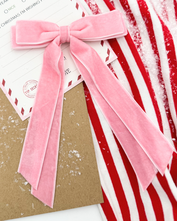 Pink Velvet Double Long-Tail Bow