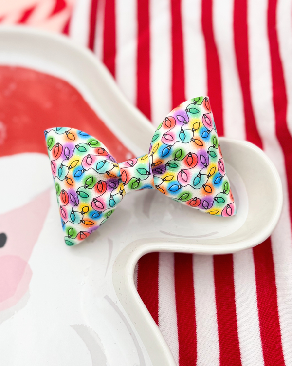 Lights on White // Leather Bow Tie