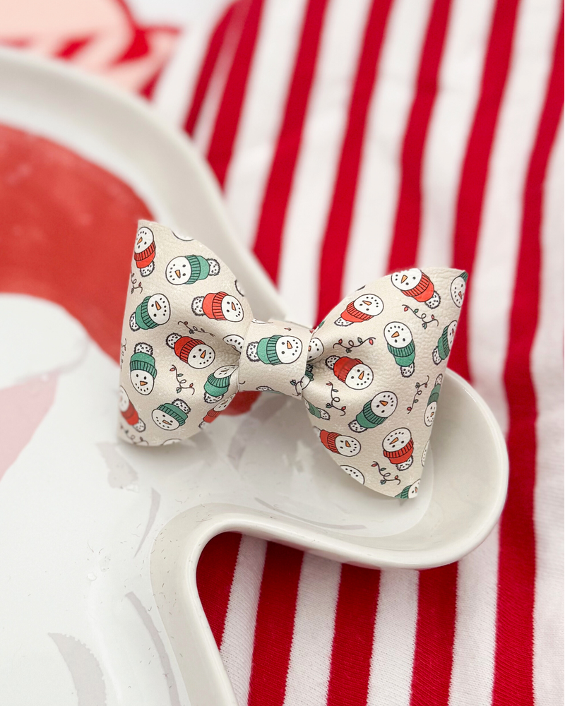 Snowmen // Leather Bow Tie