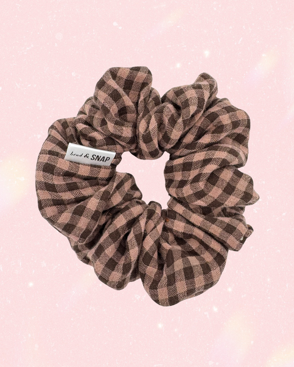 Gingham Organic Chocolate and Biscuit // Scrunchies