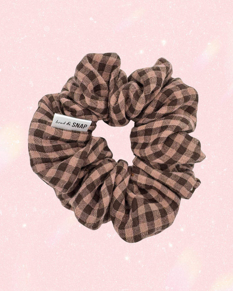 Gingham Organic Chocolate and Biscuit // Scrunchies