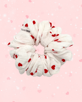 Double Gauze Red Hearts on White  // Scrunchies