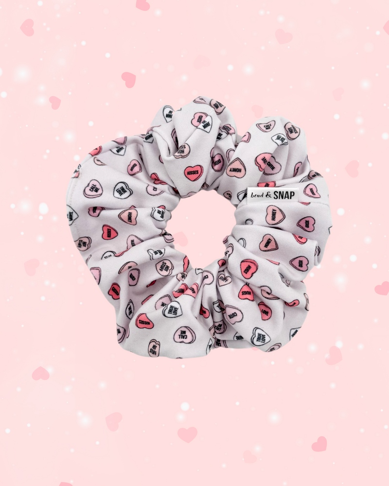 Pink Conversation Hearts // Scrunchies