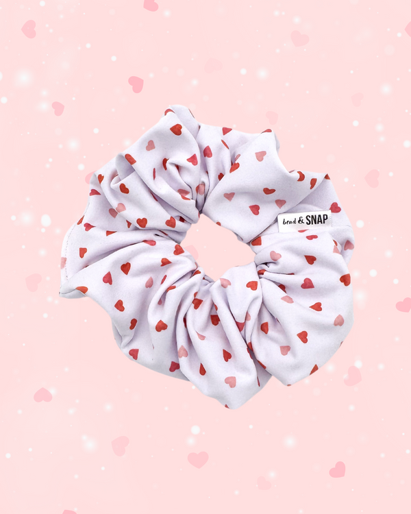 Tiny Red Hearts on White // Scrunchies