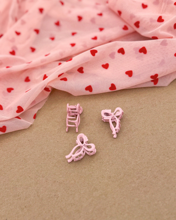 Mini Pink Bow Claw Clip