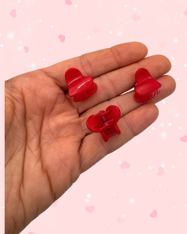 Mini Red Plastic Heart Clips