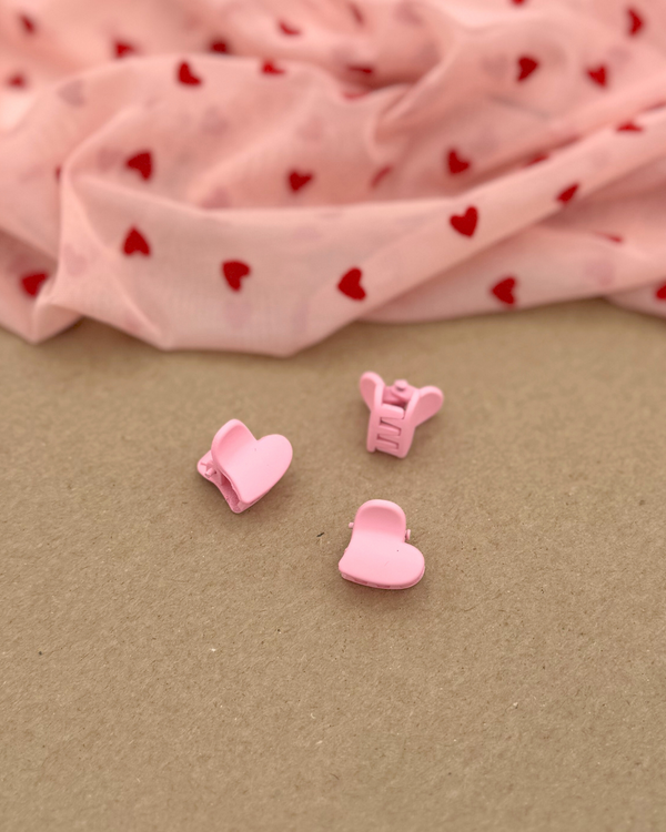 Mini Pink Plastic Heart Clips