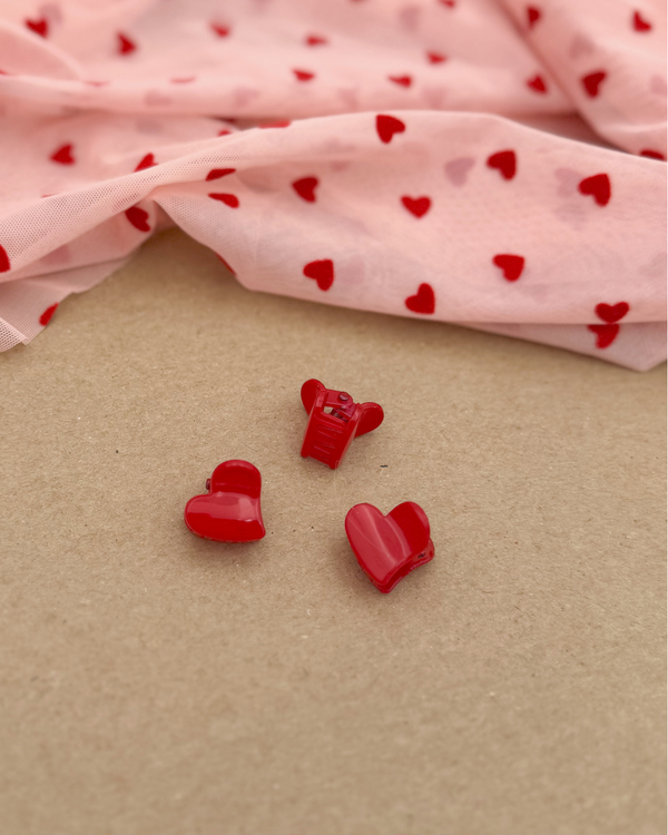 Mini Red Plastic Heart Clips