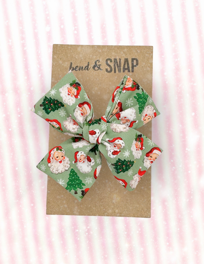 Vintage Santa on Green // Hand-Tied